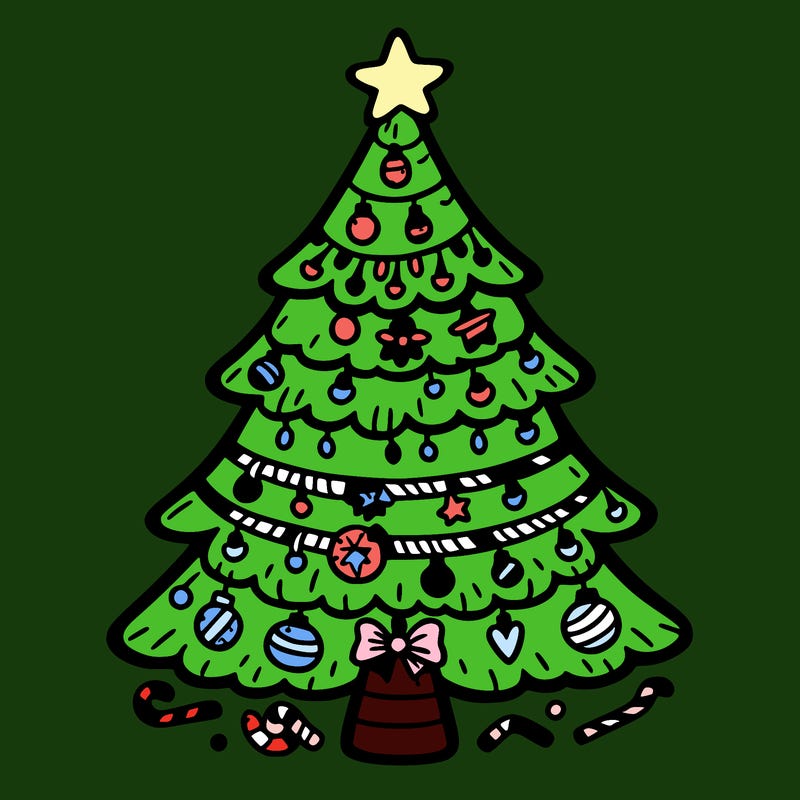 christmas tree with lots of details