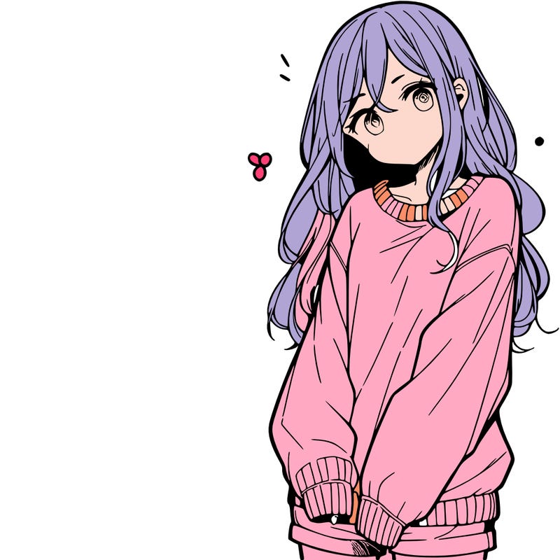 manga teen girl  in a sweater and baggy pants