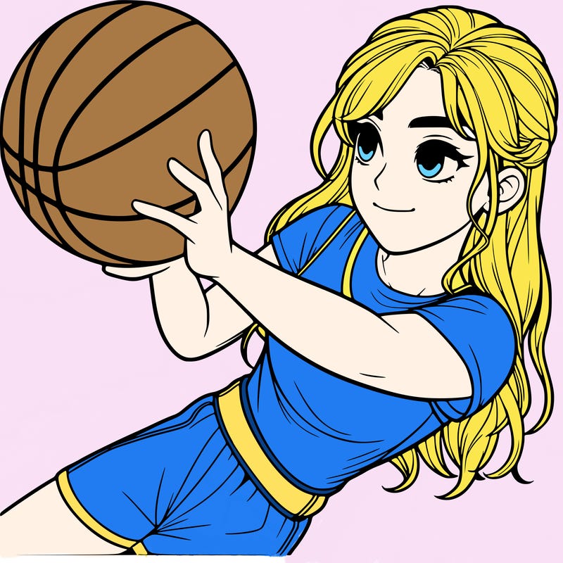 realistic girl playing basketball