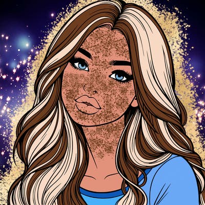 realistic girl with hair on her hair and lips