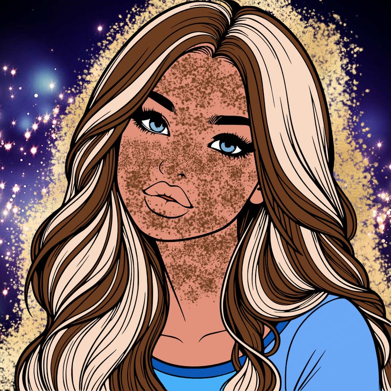 realistic girl with hair on her hair and lips