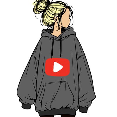 realistic girl with a oversized sweatshirt on and a bun