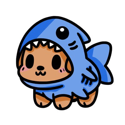 cute dog wearing a shark costume
