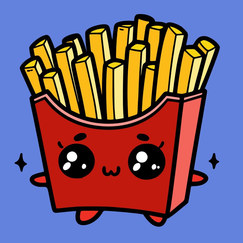 a cute. french fries