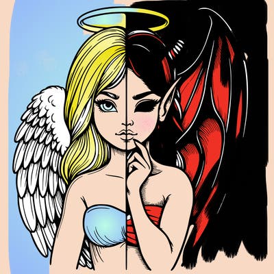 realistic angel half demon