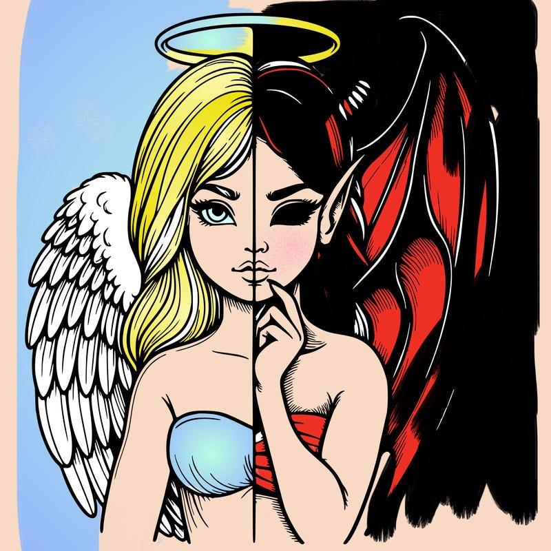 realistic angel half demon