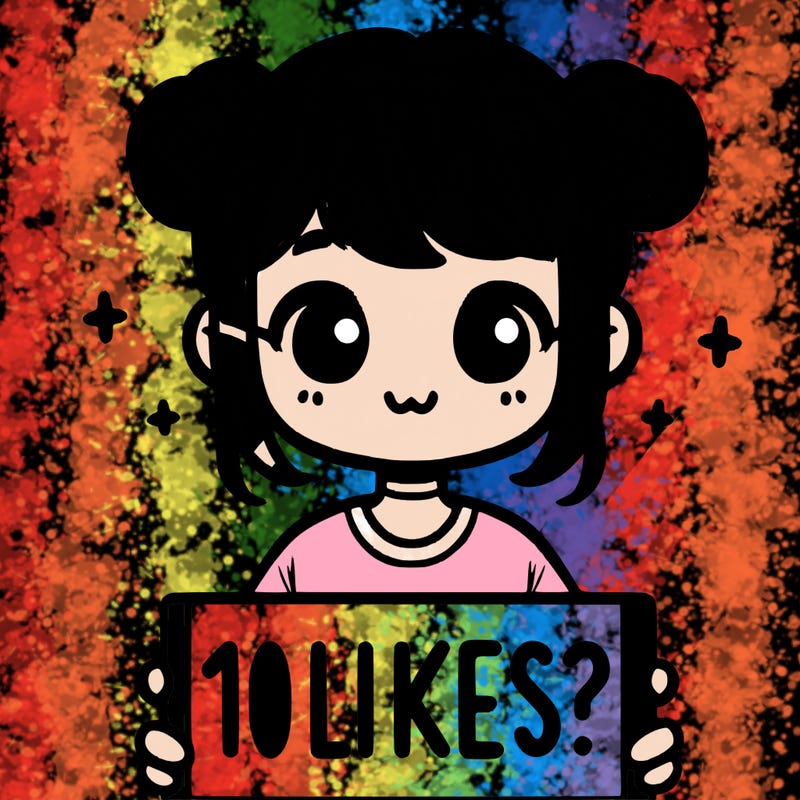 cute girl that is holding a sign that says 10 likes?