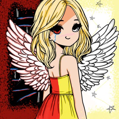 realistic girl with wings