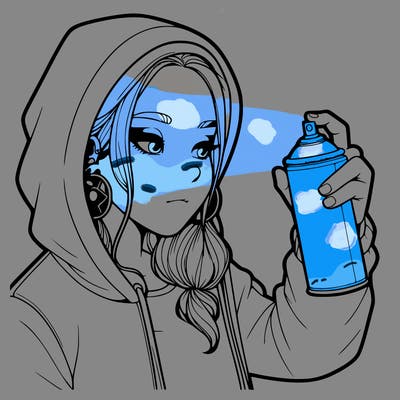 a realistic girl, spray painting