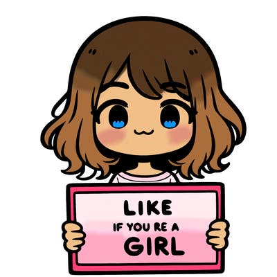 a cute girl holding a sign that says like if you’re a girl
