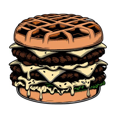 realistic waffle burger