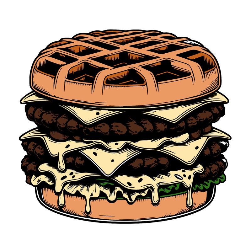 realistic waffle burger