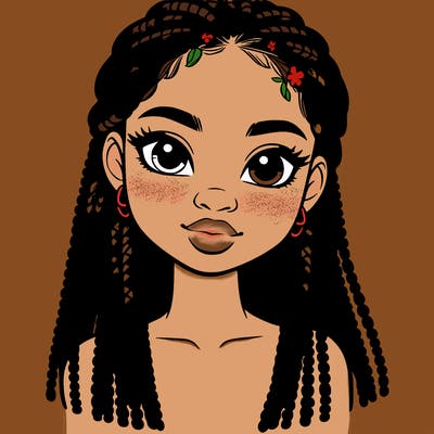 a realistic black girl with braids