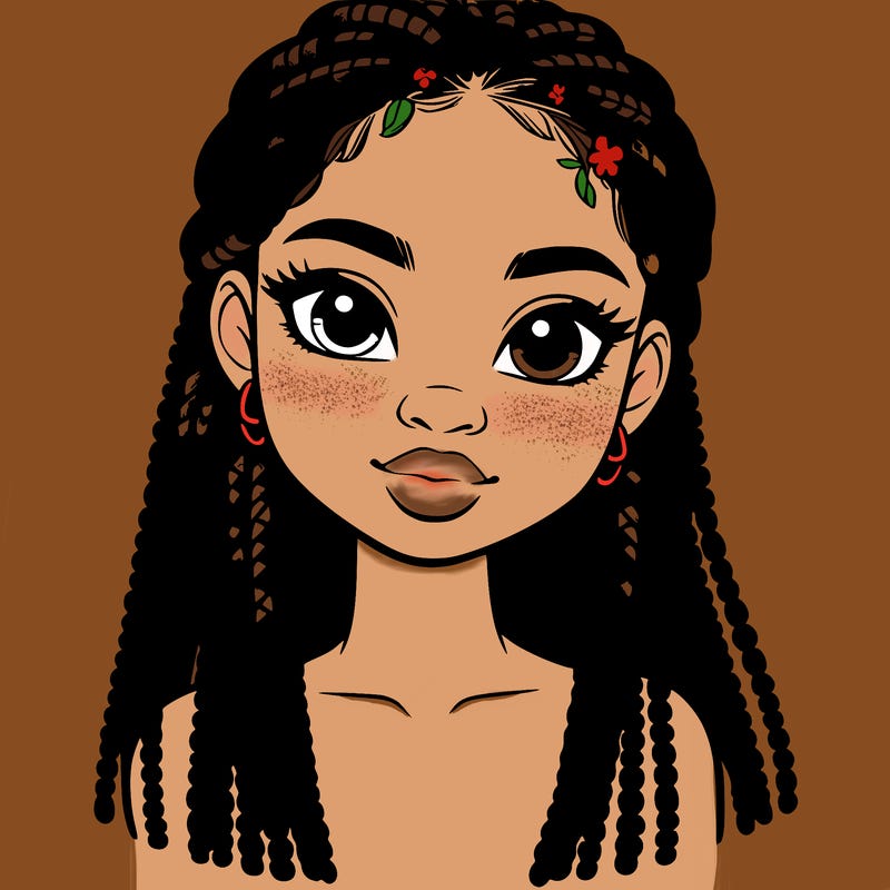 a realistic black girl with braids