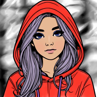 realistic girl with a hoodie
