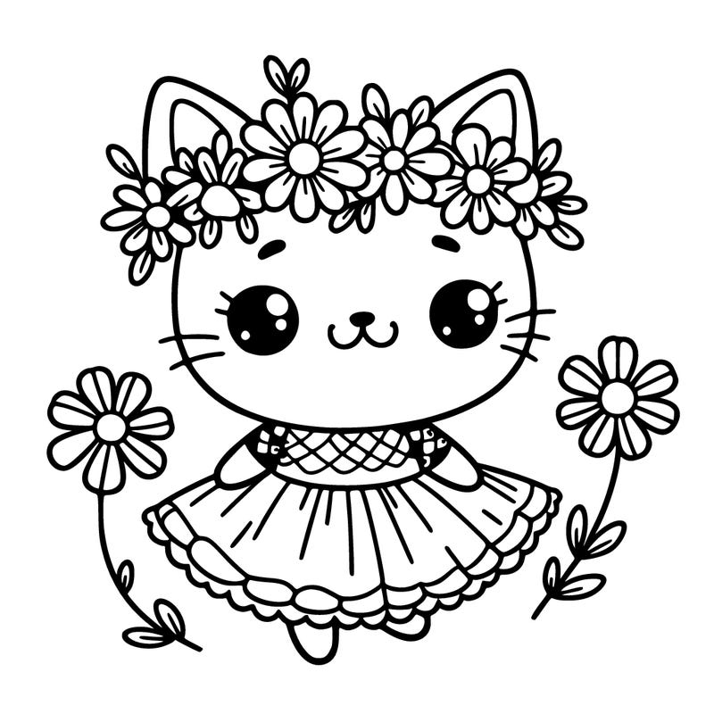 cat in a dress with a flower crown