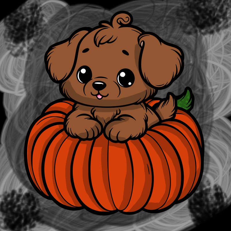 cute little puppy in a pumpkin