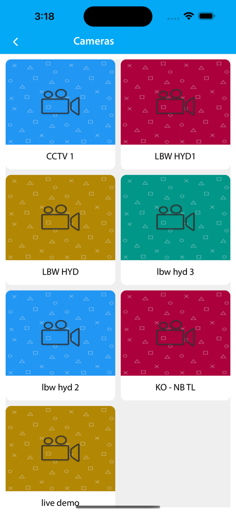 School Diary - School Diary app interface showing various live CCTV camera feeds for school monitoring
