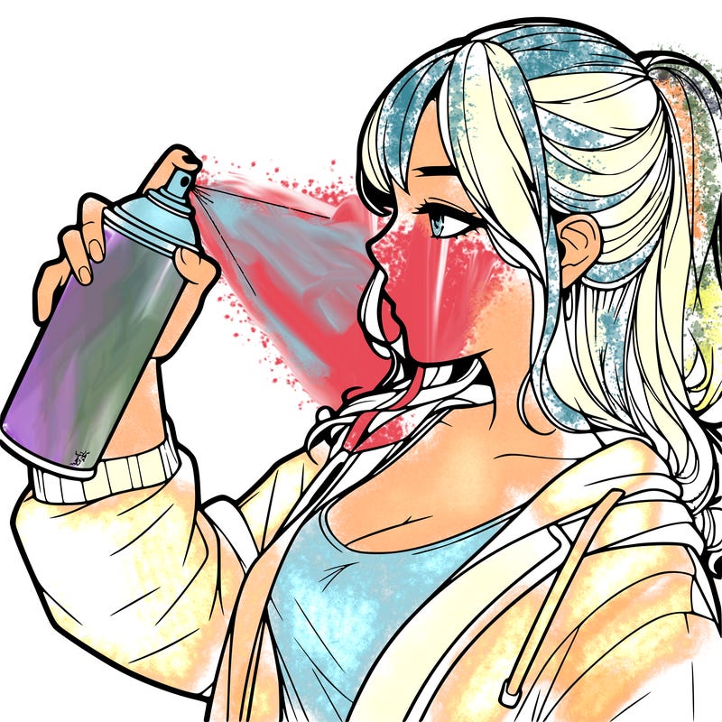 a realistic girl spray, painting