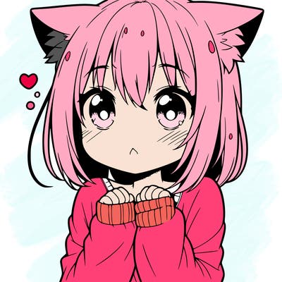 shy anime catgirl