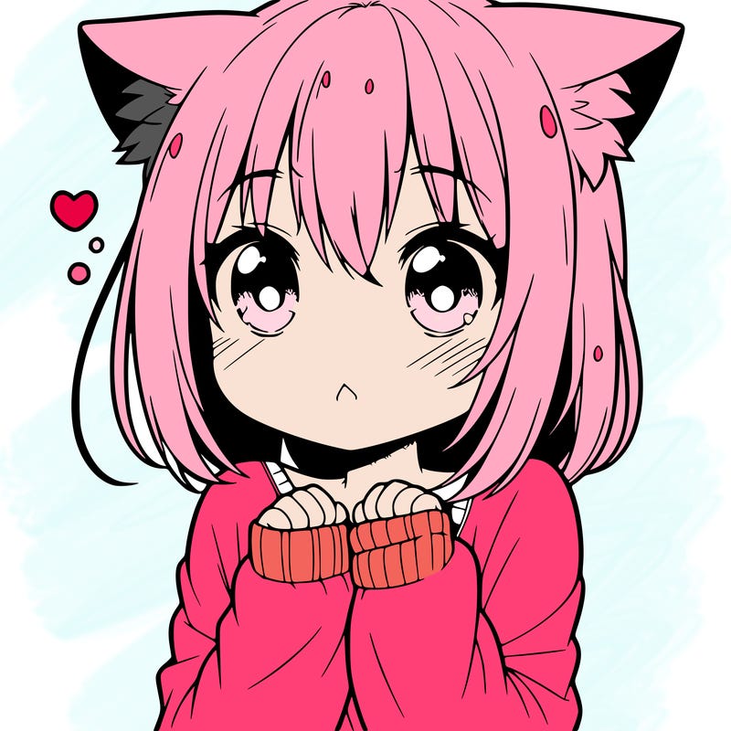shy anime catgirl