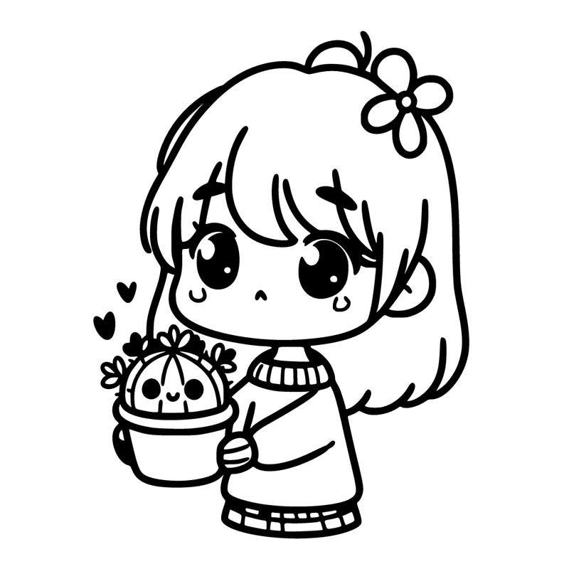 cute girl holding a cute tiny plant