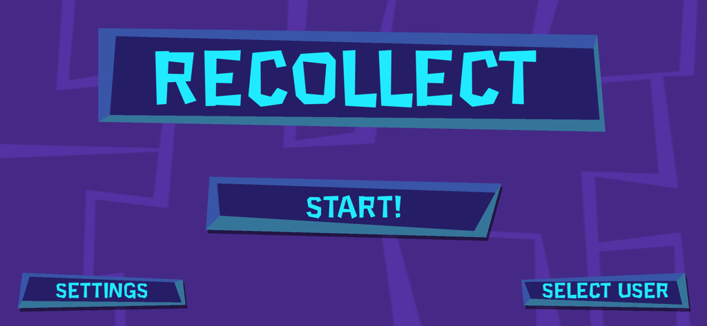 Recollect the Study - Main menu of the Recollect working memory training app