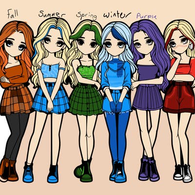 a group of girls realistic