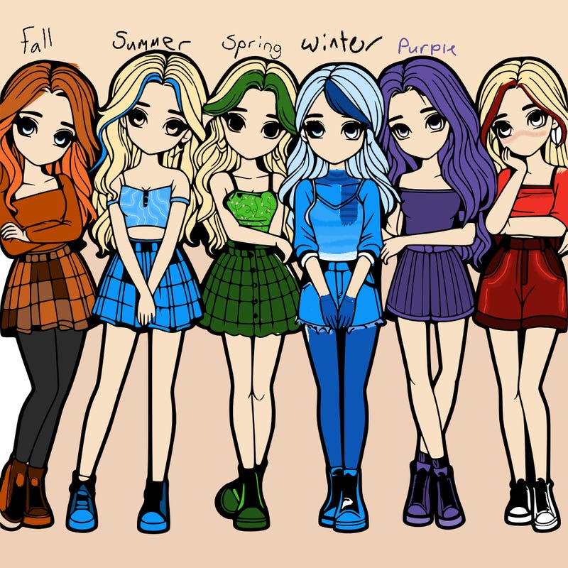 a group of girls realistic