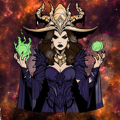 realistic evil sorceress fantasy chaos