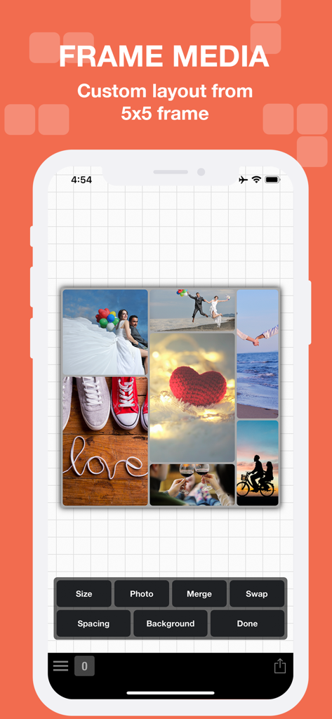 CollaPic - Collage Maker Video - CollaPic app showing a custom photo collage layout on a grid with editing tools