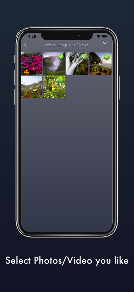 User interface of GIF Master app for selecting multiple photos in order to create a custom GIF