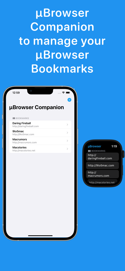 Managing bookmarks on iPhone and Apple Watch with uBrowser
