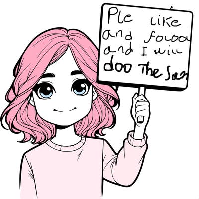 realistic girl holding up a sign