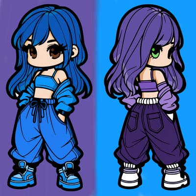 girl in crop top and baggy pants