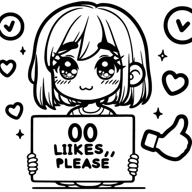 a girl with a sign saying 100 likes, please