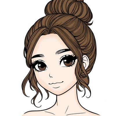 realistic pretty girl with hair in bun