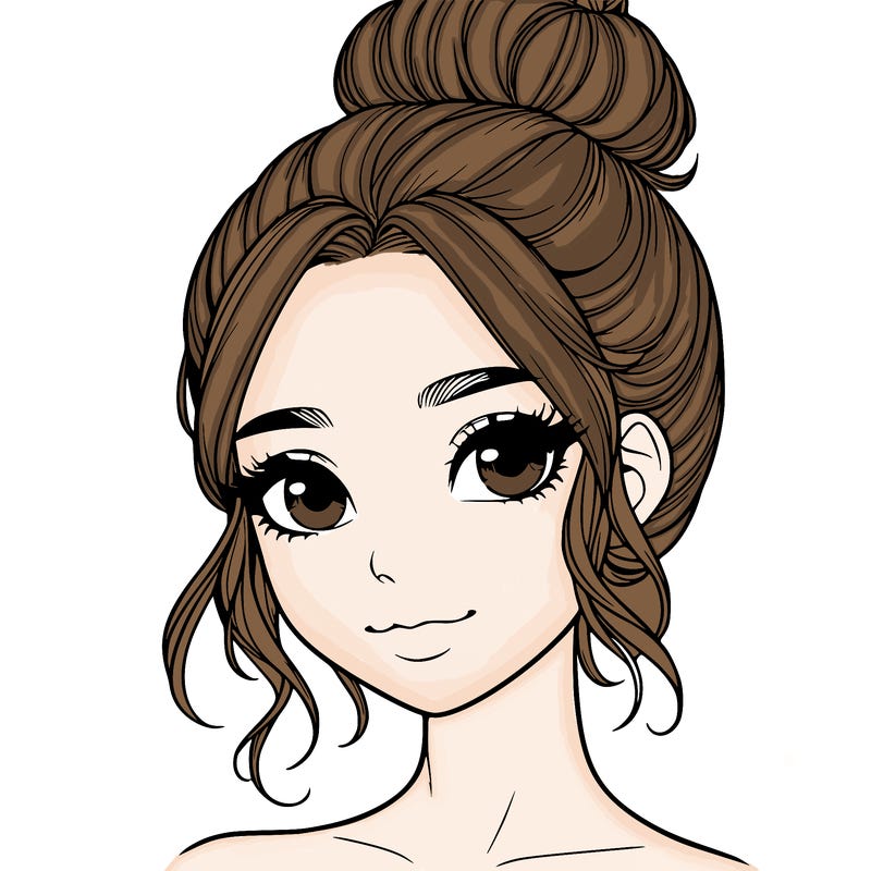 realistic pretty girl with hair in bun