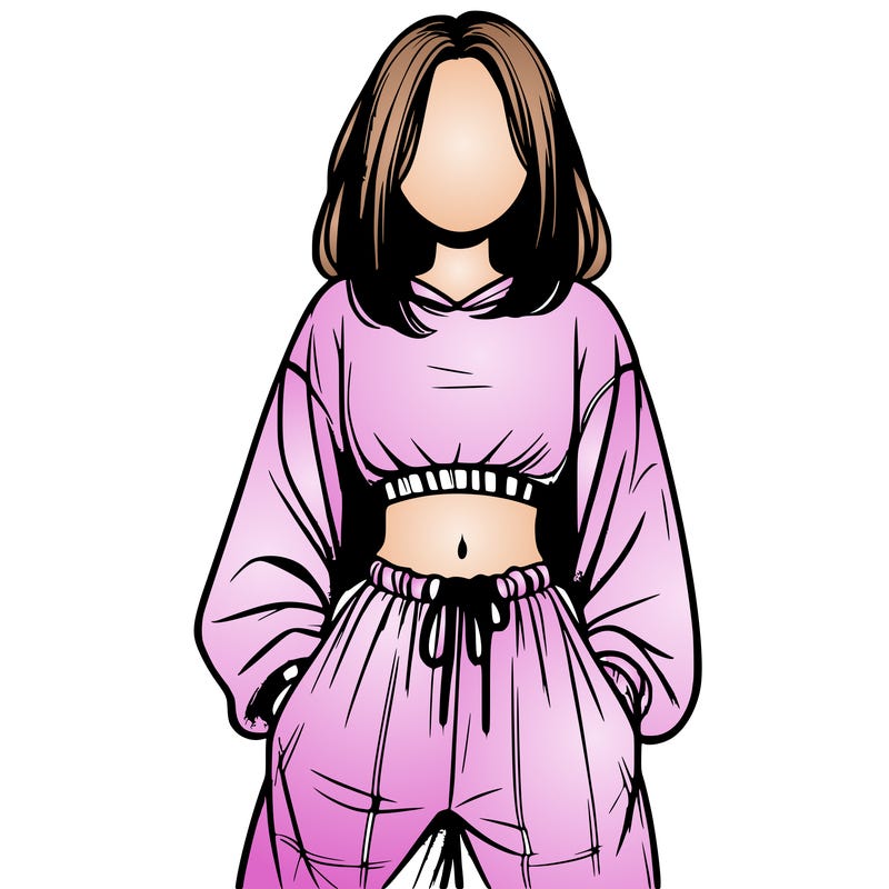 realistic girl faceless with baggy pants and a crop top