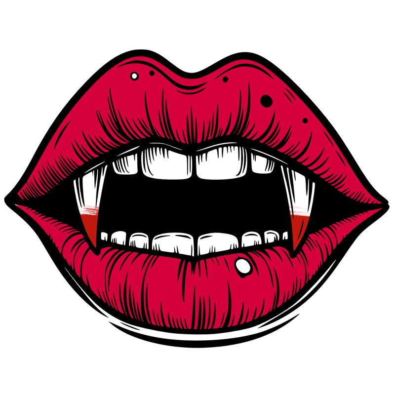 lips with vampire teeth