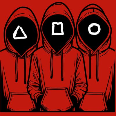 3 faceless people in  hoodies