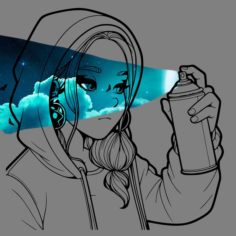 a realistic girl, spray painting