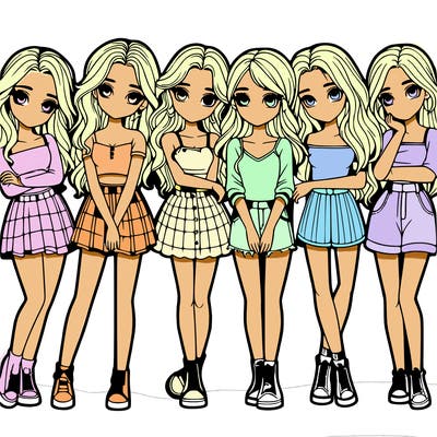 a group of girls realistic