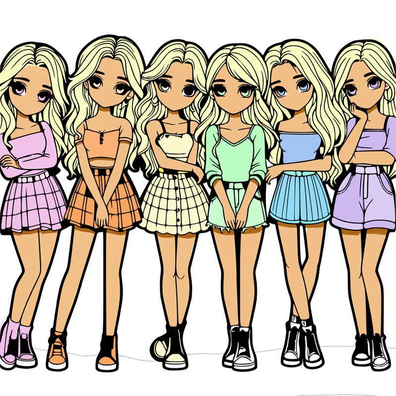 a group of girls realistic