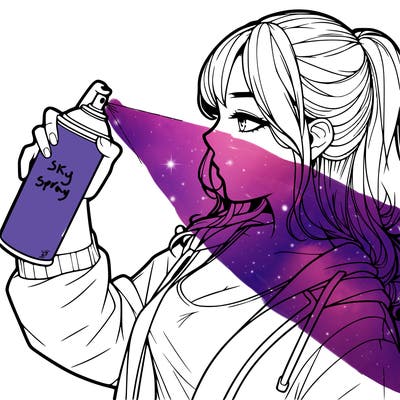 a realistic girl spray, painting