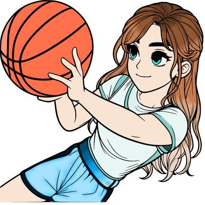 realistic girl playing basketball