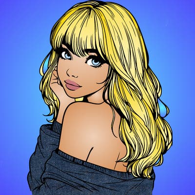 realistic girl with bangs looking over her shoulder