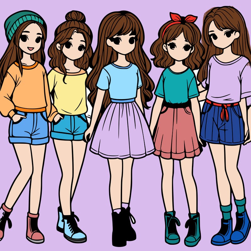 a group of five girls