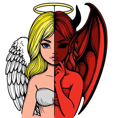 realistic angel half demon