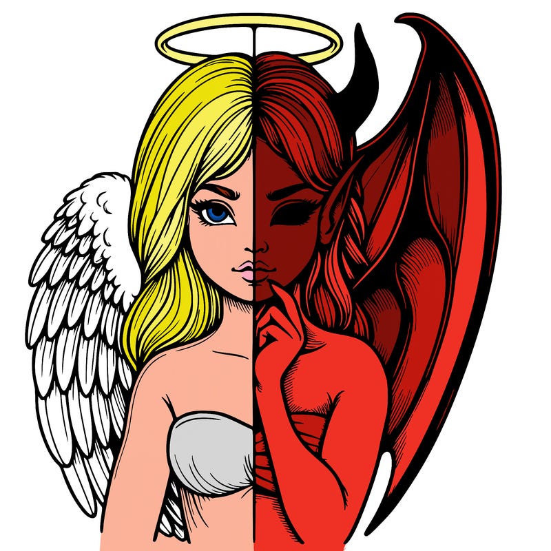 realistic angel half demon